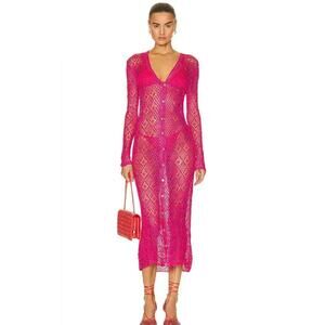 SER.O.YA Allison Crochet Cardigan Fuchsia Size Medium/Large NWT